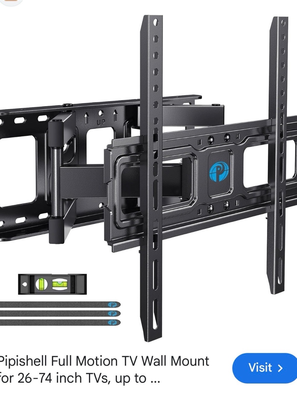 Pipishell Full-Motion TV Wall Mount in Black